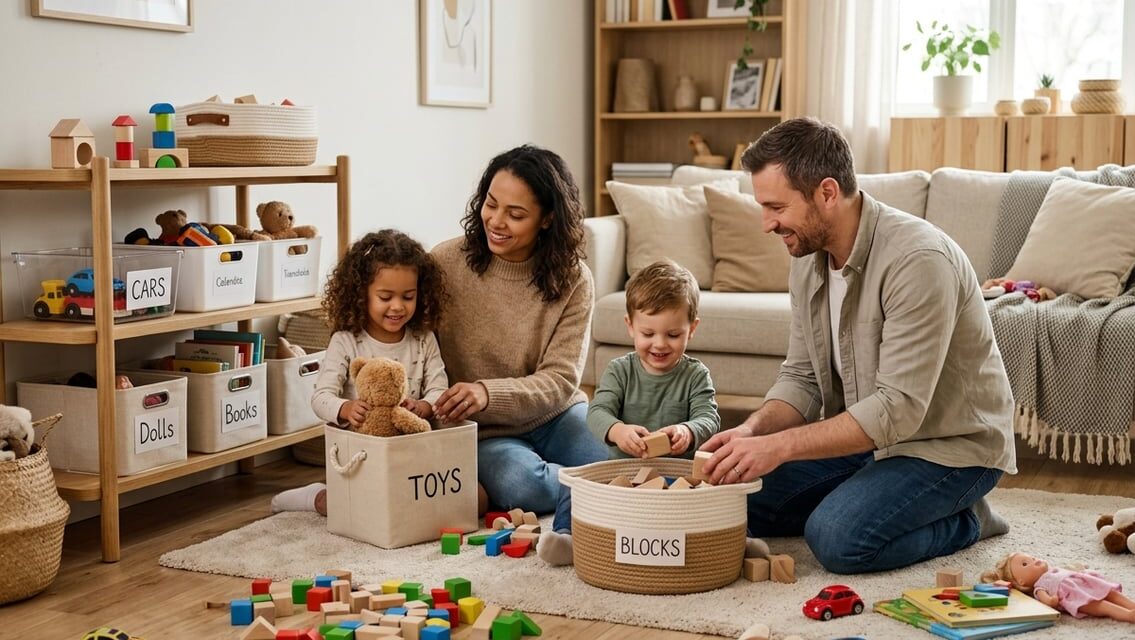 Når legetøjet tager overhånd kan familien rydde op uden konflikter