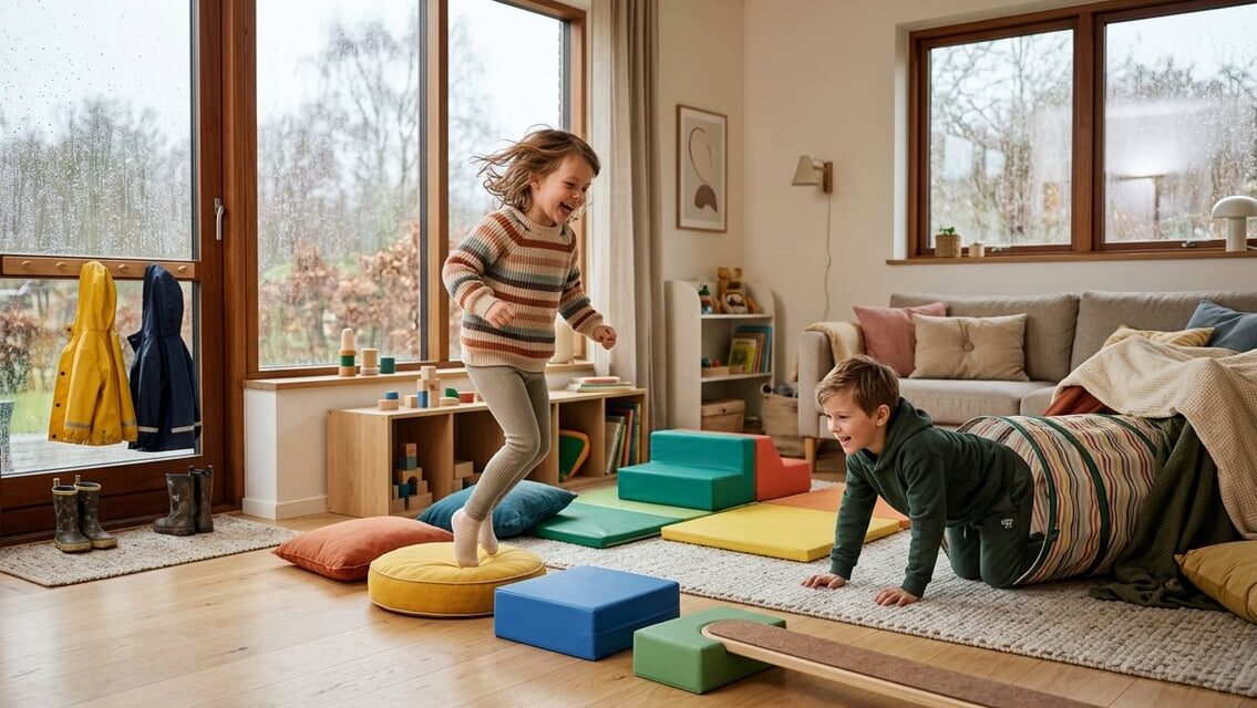 Når regnen kommer, kan stuen blive til en aktiv legezone